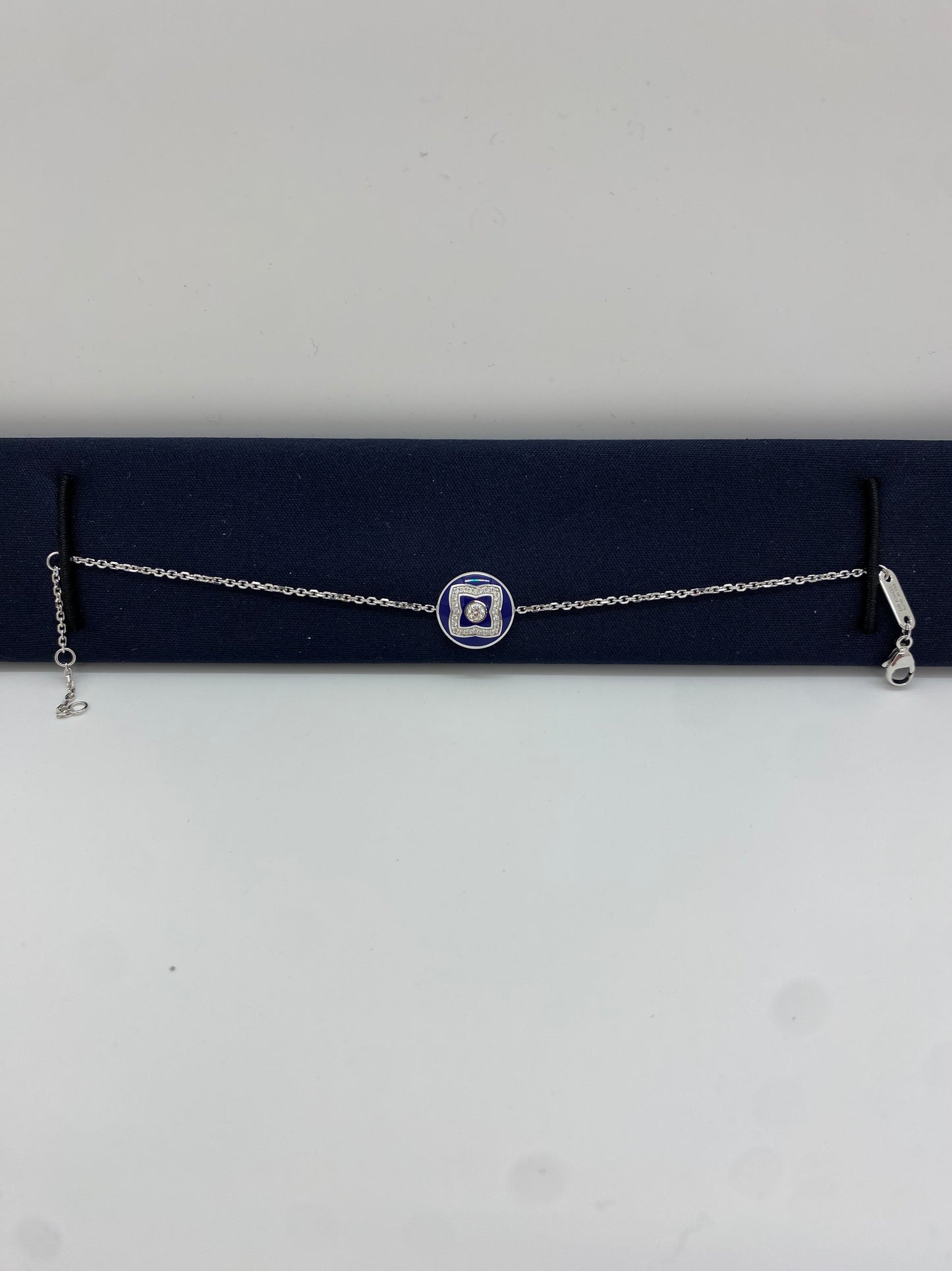 De Beers Enchanted Lotus Bracelet in White Gold & Blue Enamel & Diamonds