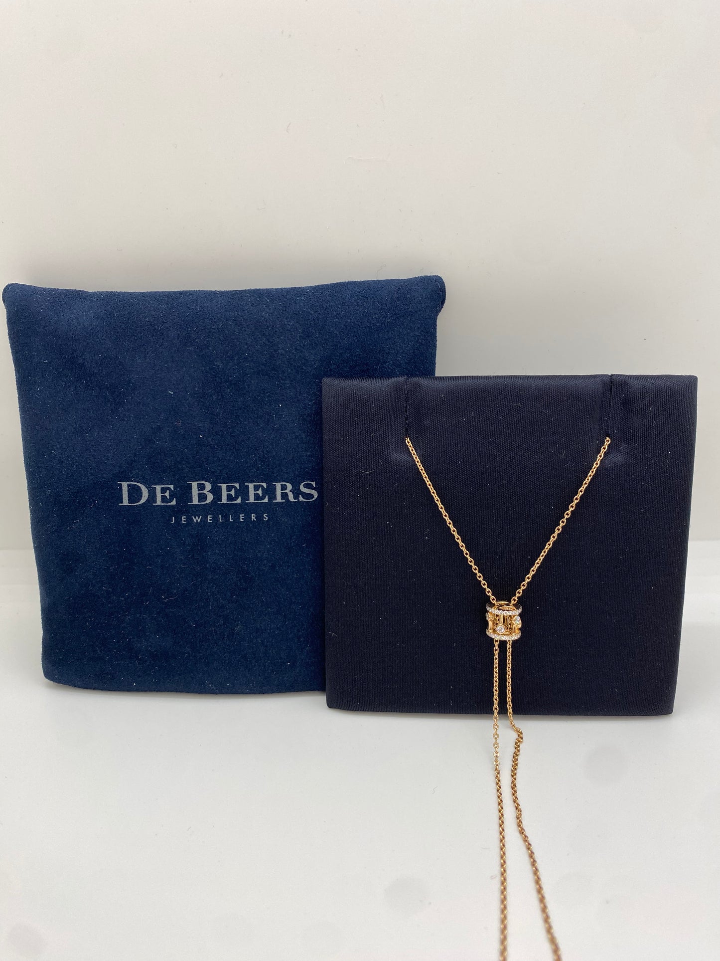 De Beers DewDrop Slider Necklace in Rose Gold & Diamonds