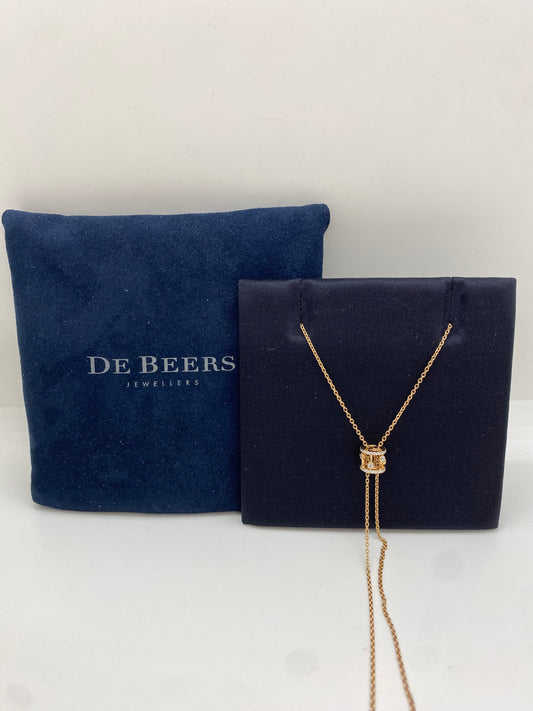 De Beers DewDrop Slider Necklace in Rose Gold & Diamonds