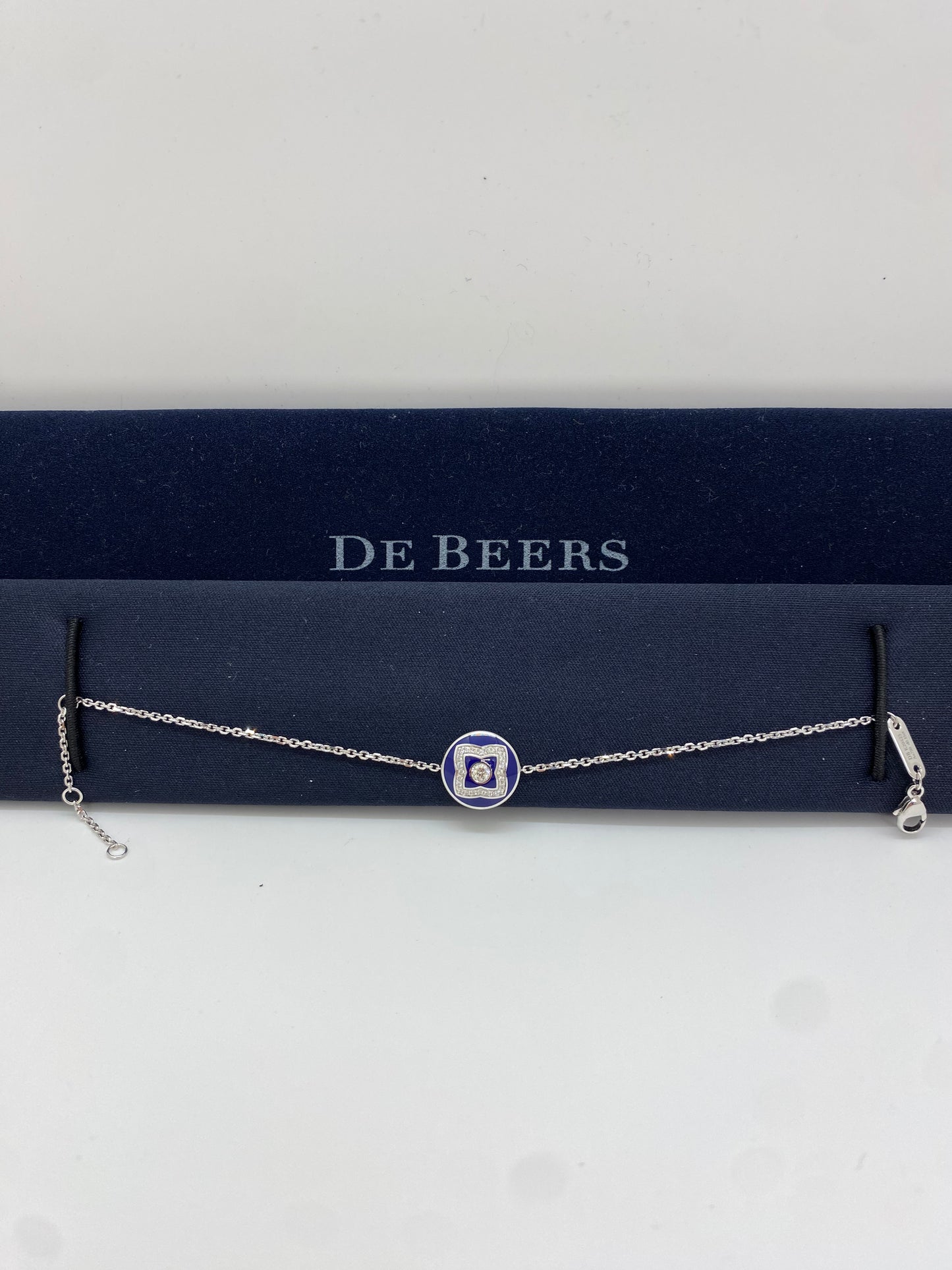 De Beers Enchanted Lotus Bracelet in White Gold & Blue Enamel & Diamonds