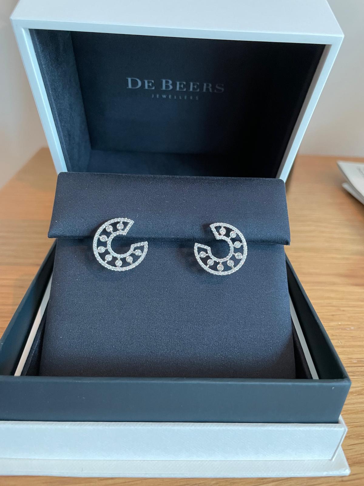 De Beers Hoop Earrings In White Gold